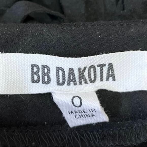 BB Dakota Barton Black Faux Suede Fringe High Waisted A Line Mini Skirt Size 0 - Picture 5 of 6